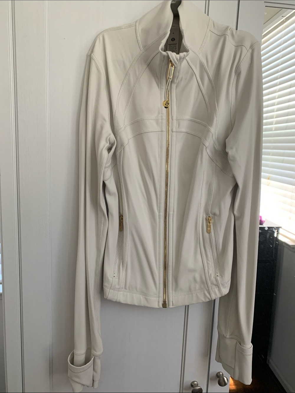 lululemon athletica Cream Full-Zip Athletic Jacket with Gold Hardware